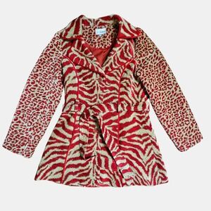 3 Sisters Red and Cream Animal Print Jacket